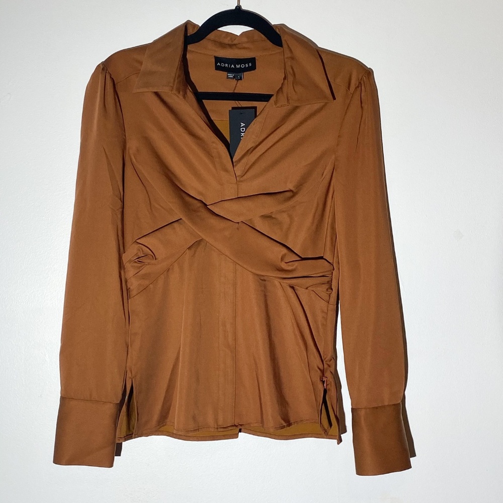 NWT Camel rust orange cross detail top
